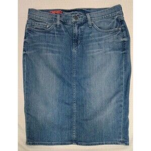 Vintage 90s Red Engine Denim Skirt Above Knee Size 31 Pockets With Jean Pockets
